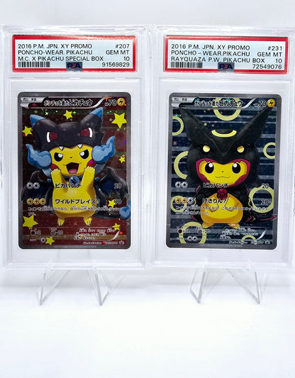 TWO (2) PSA 10 Ponch Pikachu [ Mega Charizard & Shiny Rayquaza]